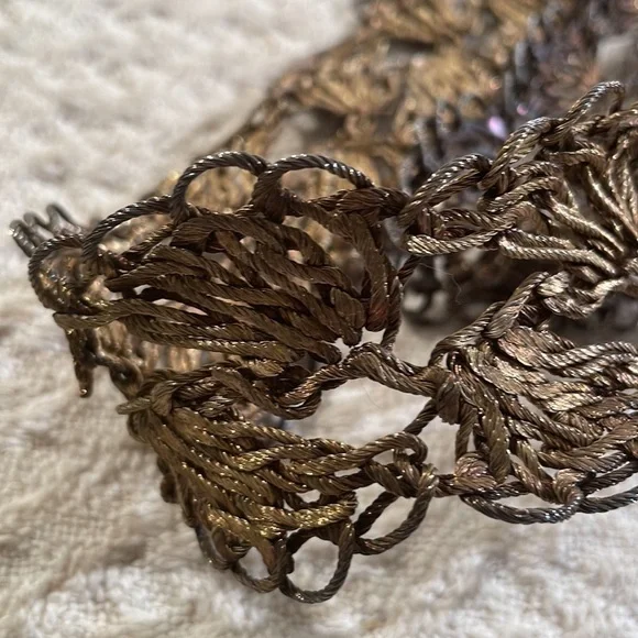 Wire Twisted Stranded Metal Belt/Necklace Unique Rosette Buckle - Picture 7 of 12